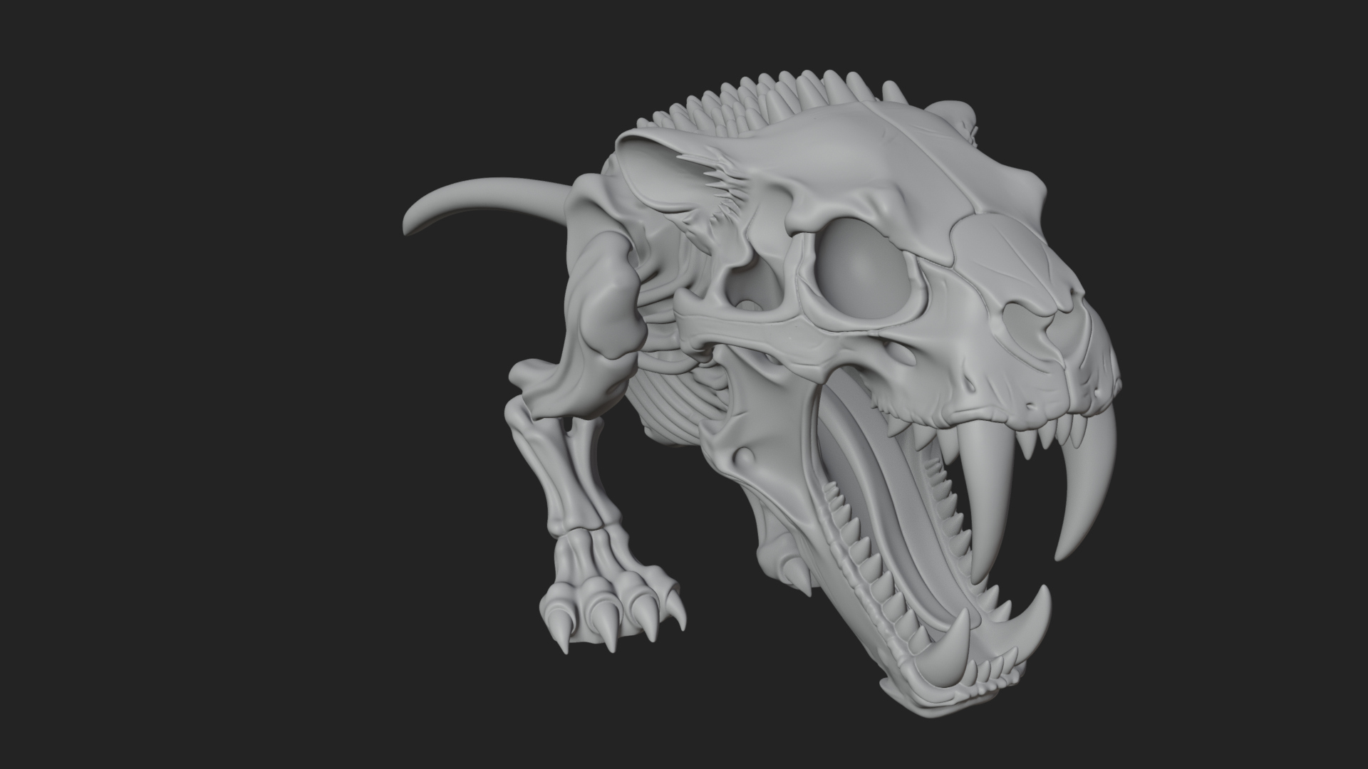 Beast Skull Skeleton Statue Design 2 3D Print Model 3D Model