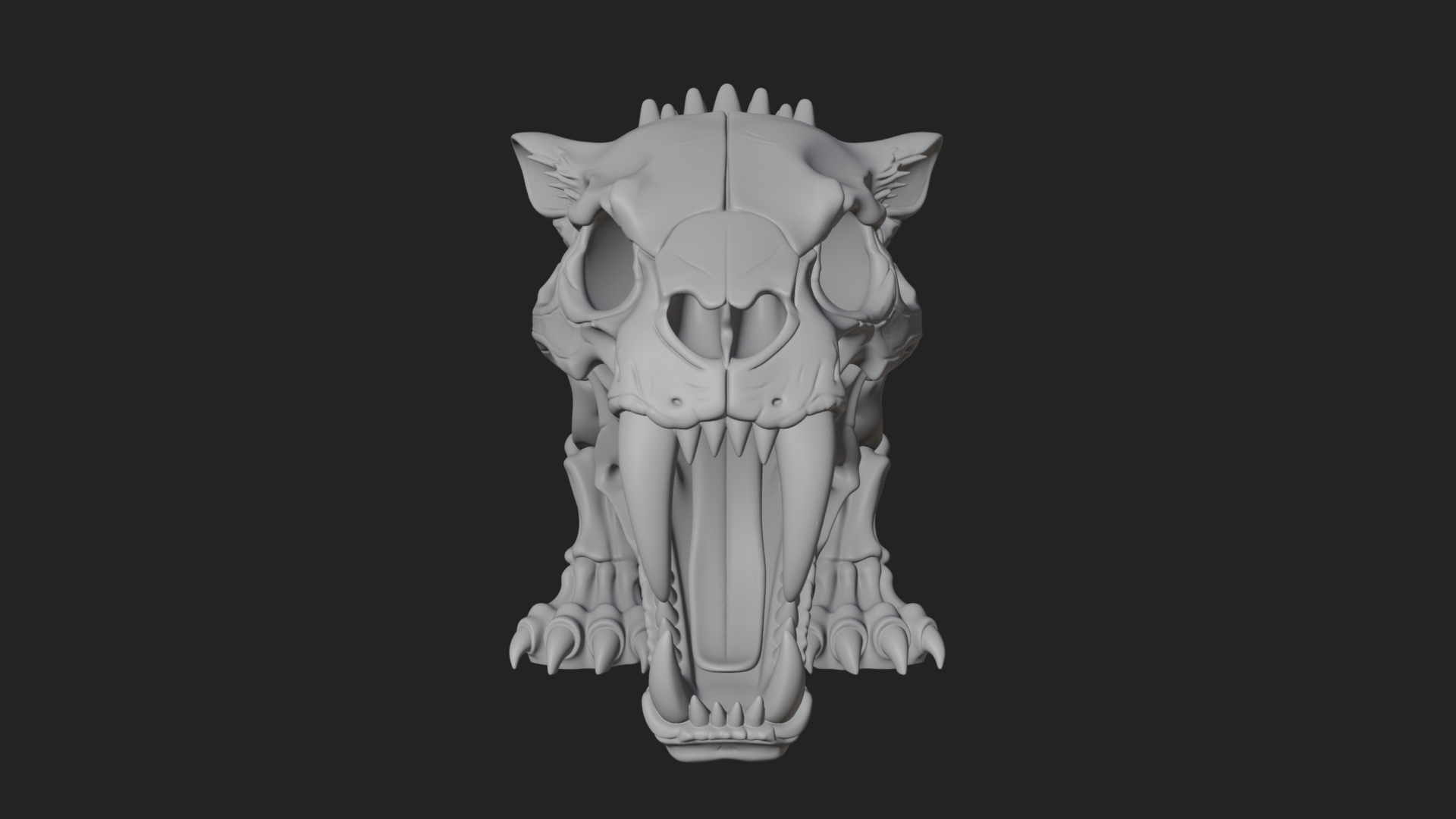 Beast Skull Skeleton Statue Design 2 3D Print Model 3D Model