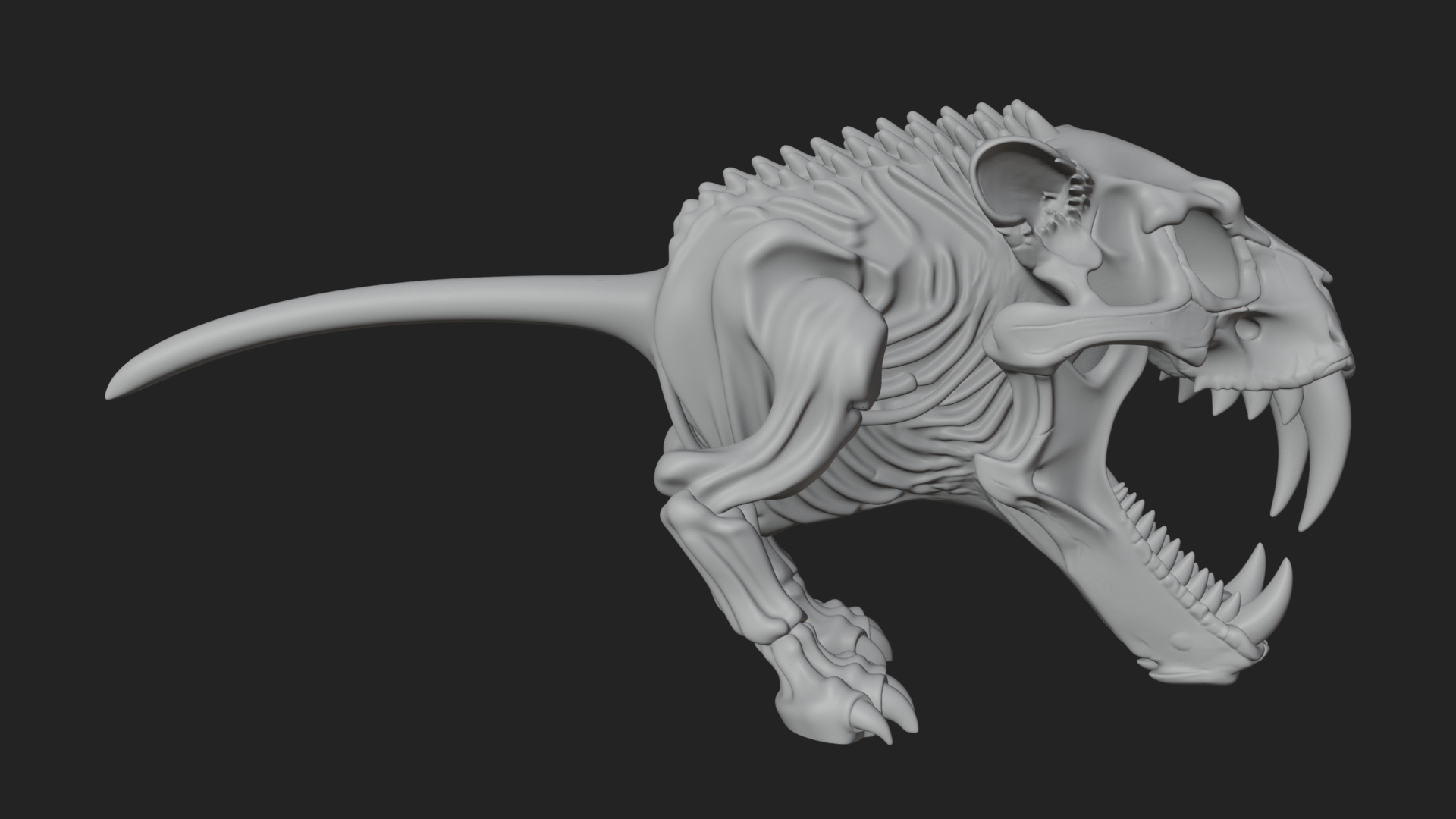 Beast Skull Skeleton Statue Design 2 3D Print Model 3D Model