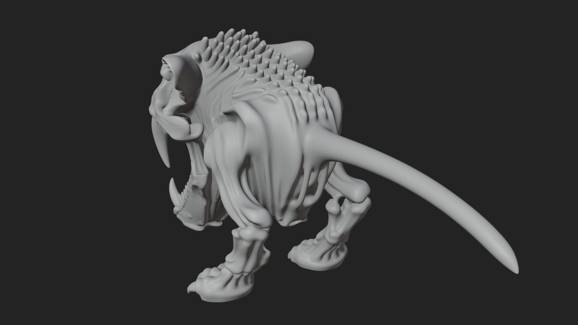 Beast Skull Skeleton Statue Design 2 3D Print Model 3D Model