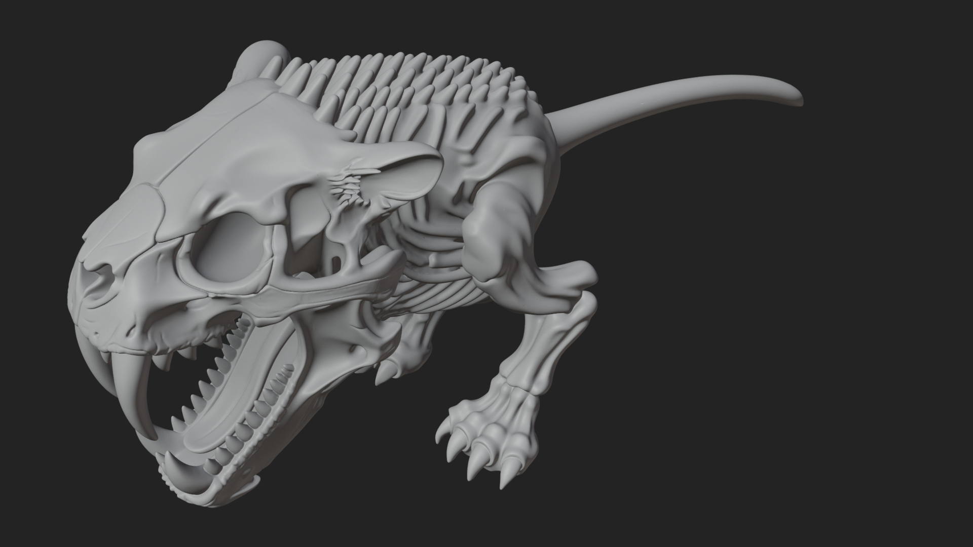 Beast Skull Skeleton Statue Design 2 3D Print Model 3D Model
