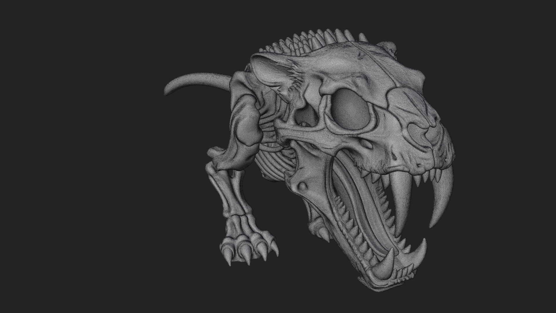 Beast Skull Skeleton Statue Design 2 3D Print Model 3D Model