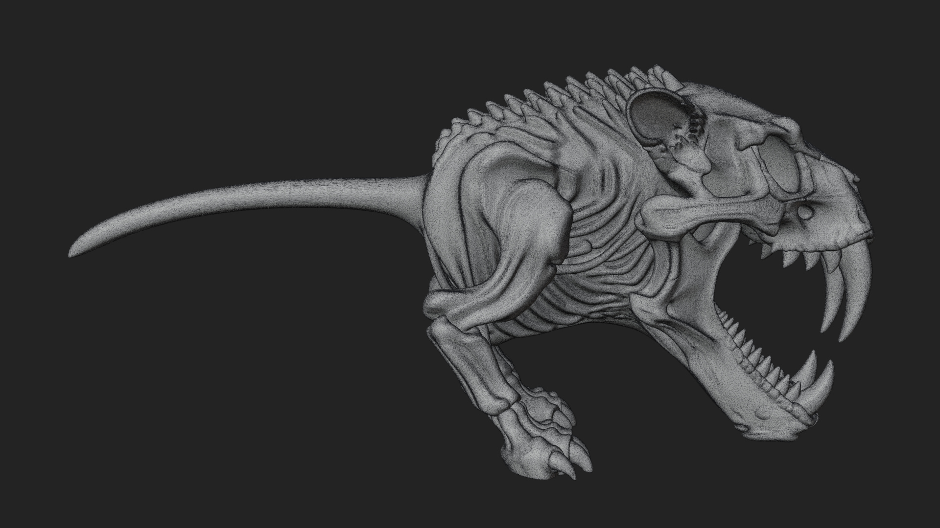 Beast Skull Skeleton Statue Design 2 3D Print Model 3D Model