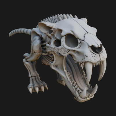 Beast Skull Skeleton Statue Design 2 3D Print Model
