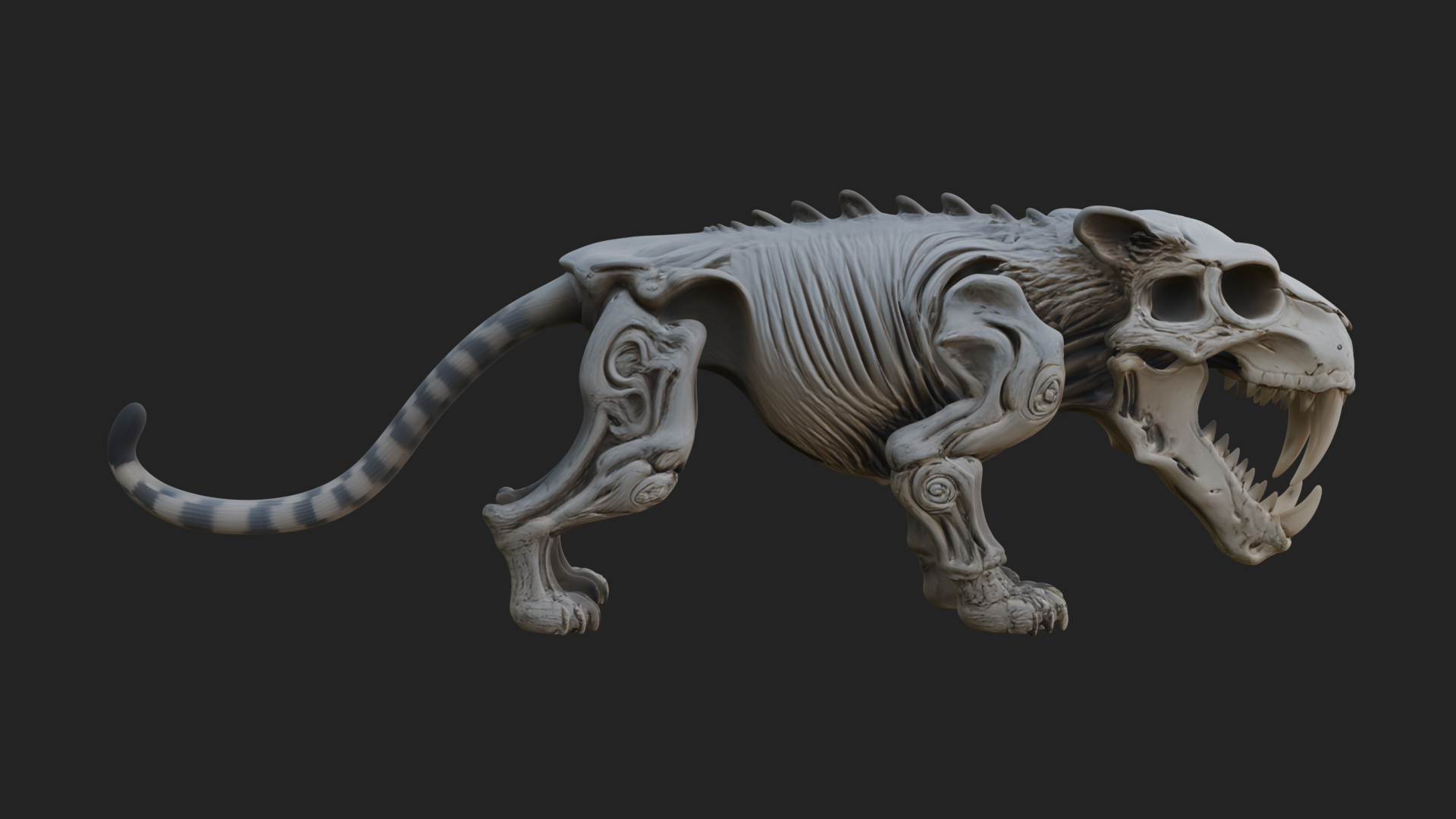 Beast Skull Skeleton Statue Design 3 3d Print Model 3D Model