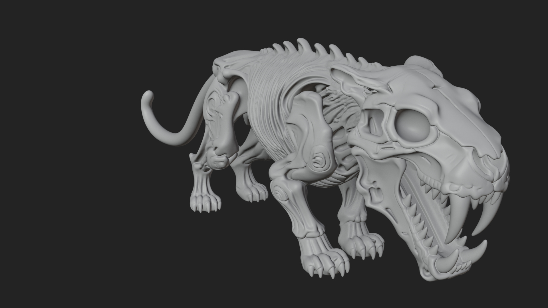 Beast Skull Skeleton Statue Design 3 3d Print Model 3D Model