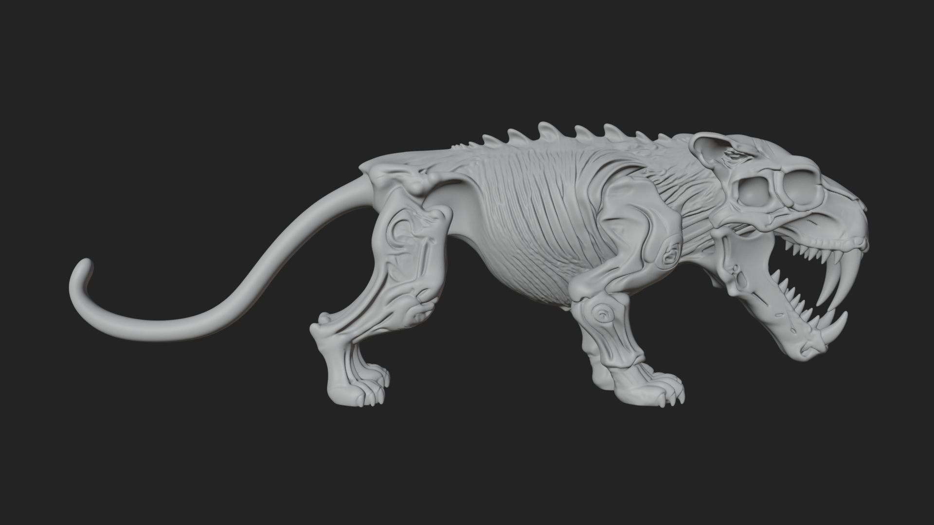 Beast Skull Skeleton Statue Design 3 3d Print Model 3D Model