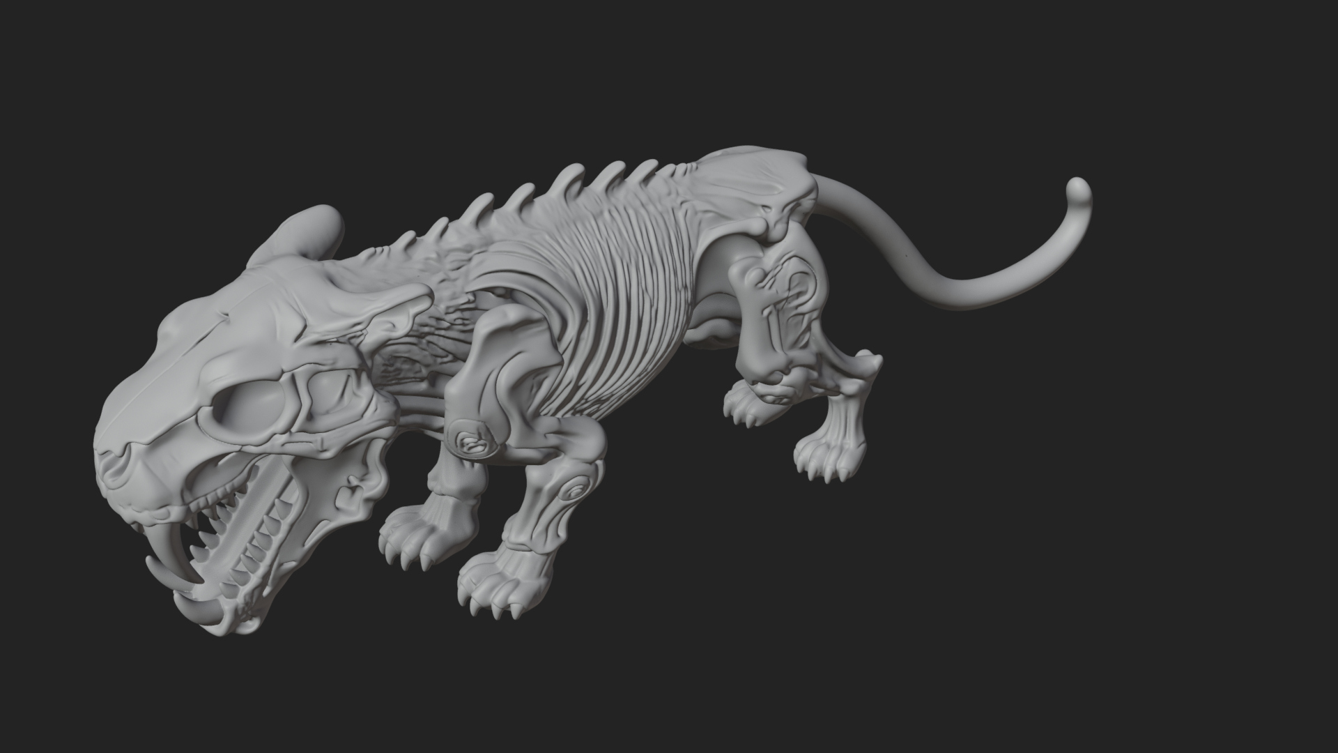Beast Skull Skeleton Statue Design 3 3d Print Model 3D Model