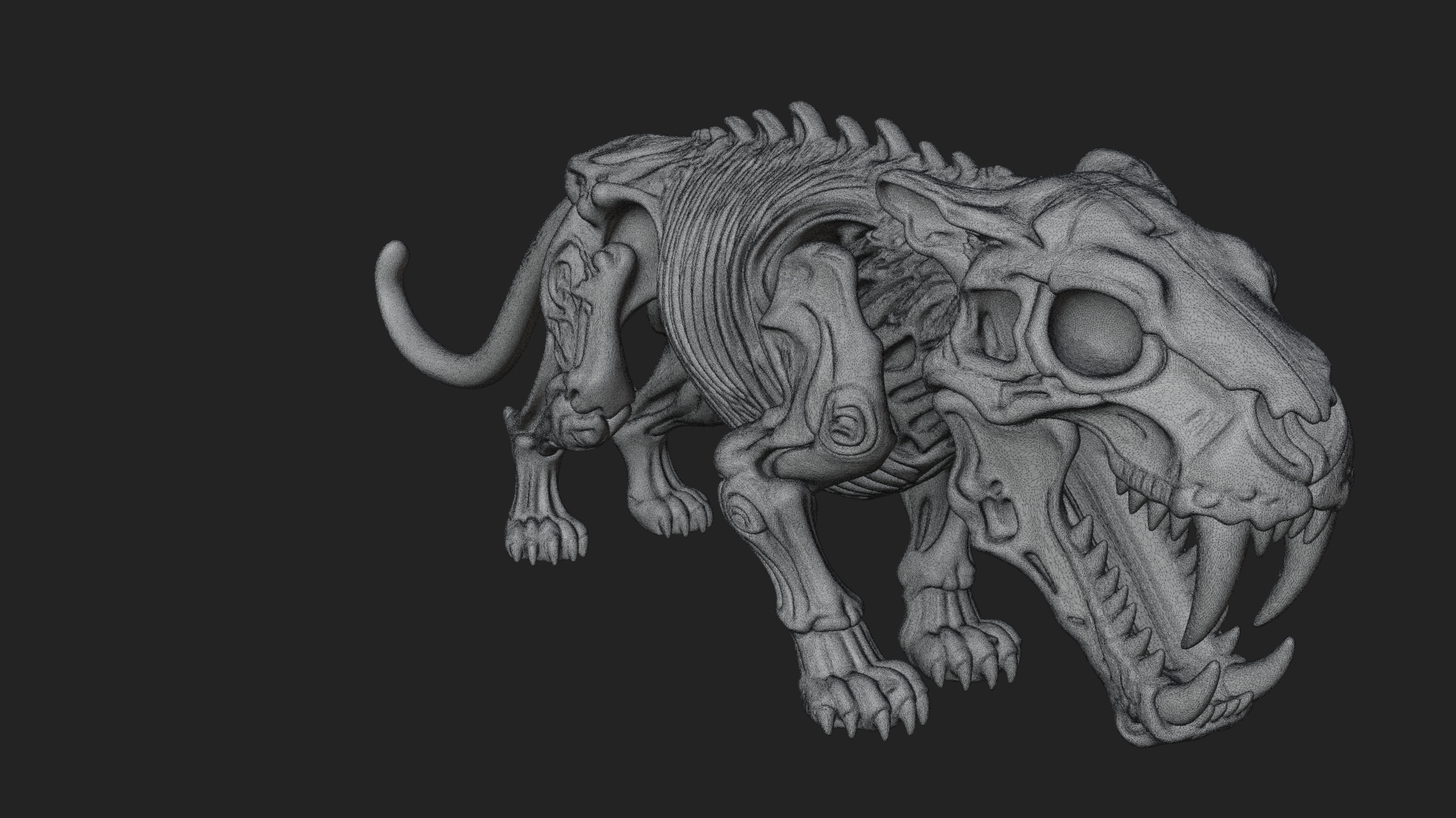 Beast Skull Skeleton Statue Design 3 3d Print Model 3D Model