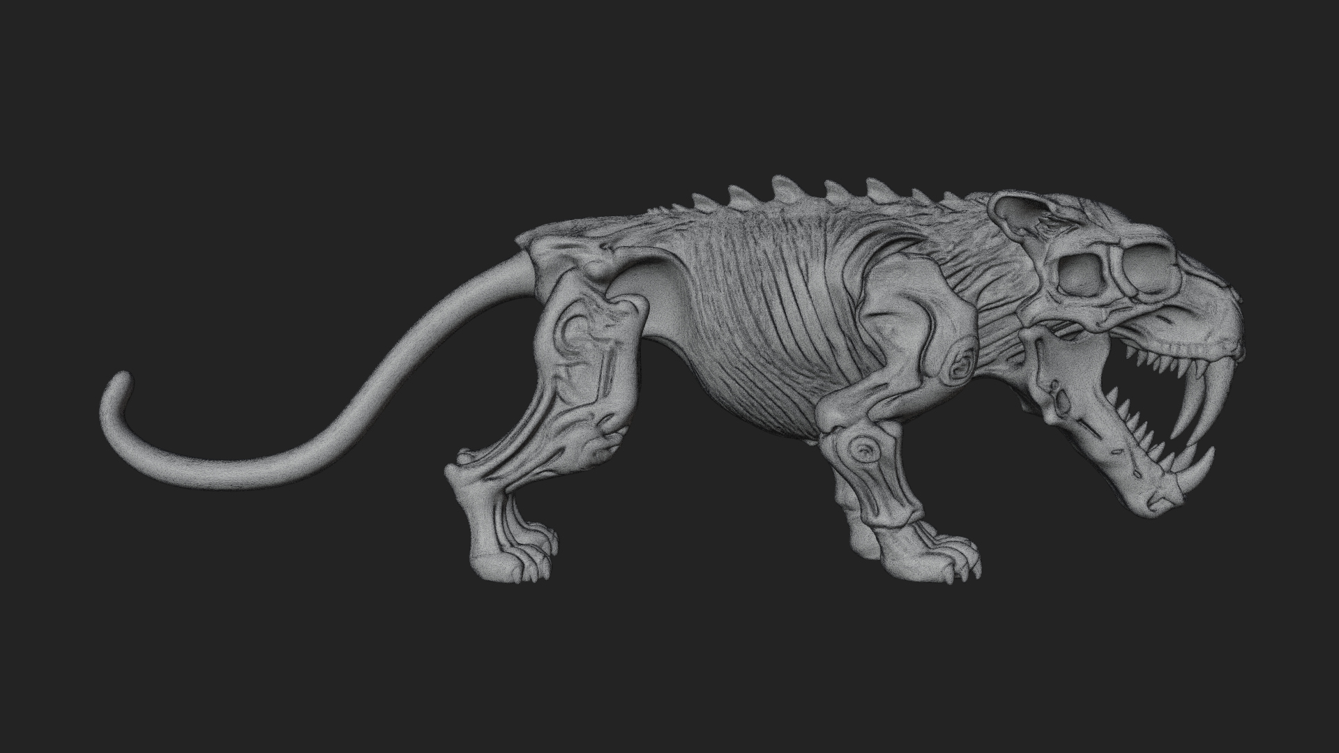 Beast Skull Skeleton Statue Design 3 3d Print Model 3D Model