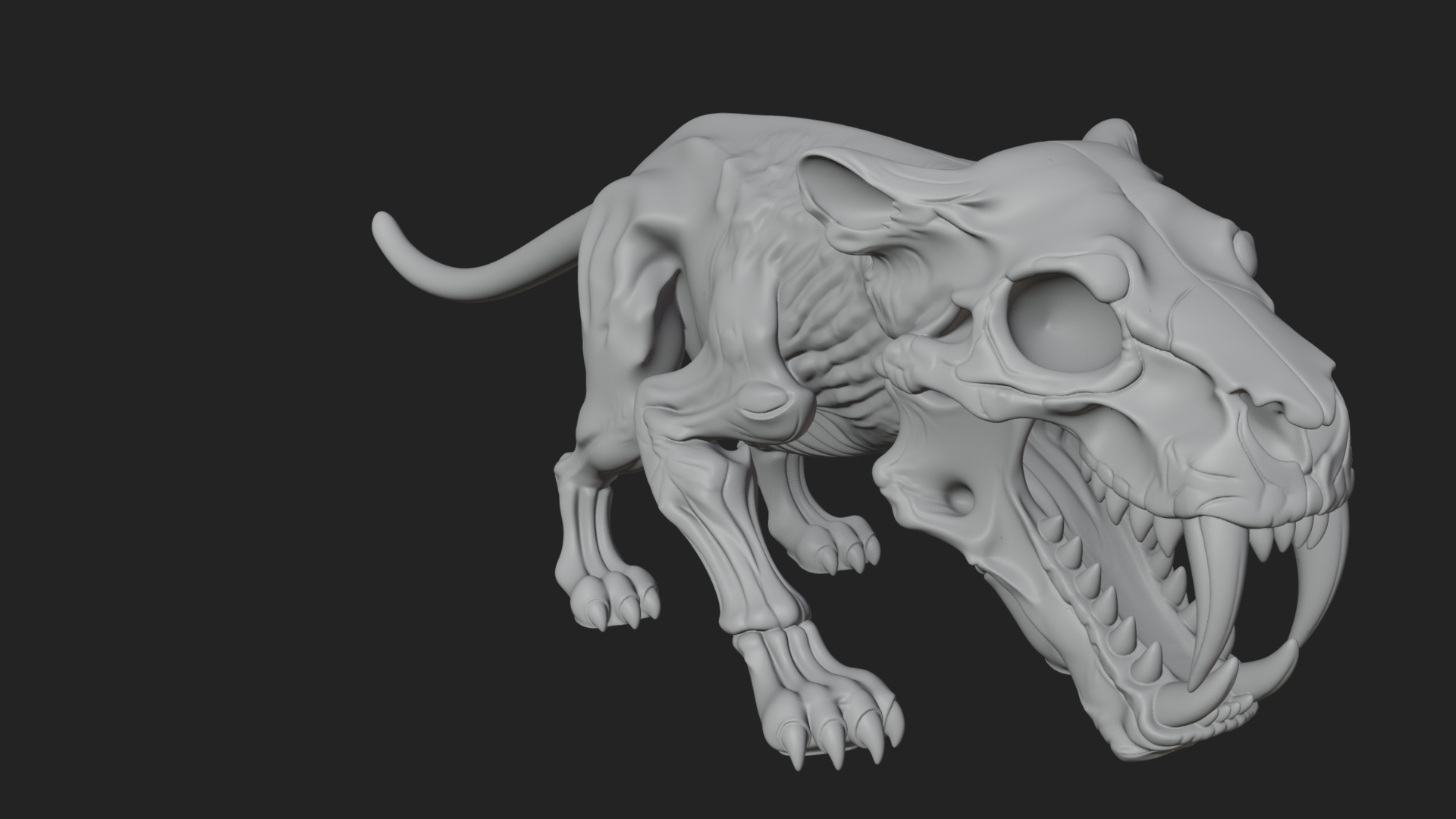 Beast Skull Skeleton Statue Design 5 3D Print Model 3D Model