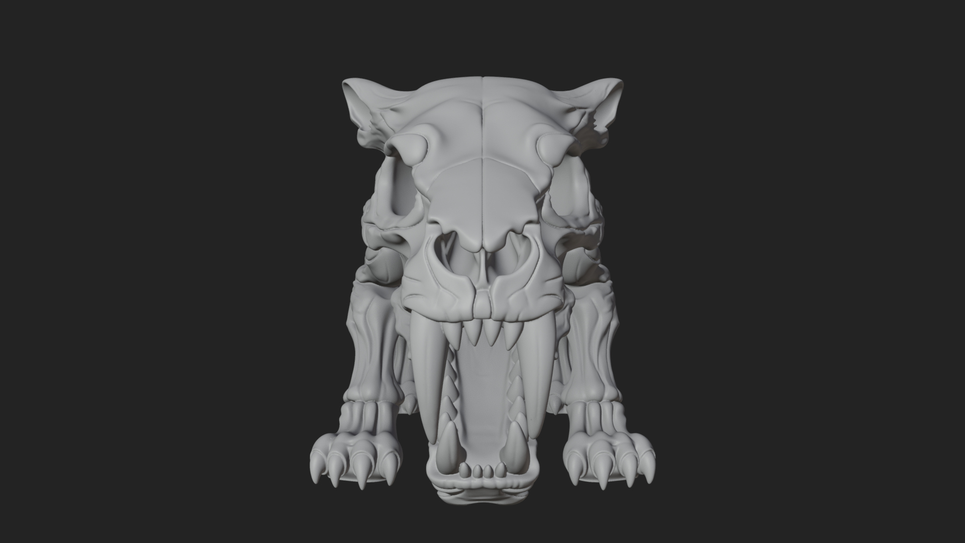 Beast Skull Skeleton Statue Design 5 3D Print Model 3D Model