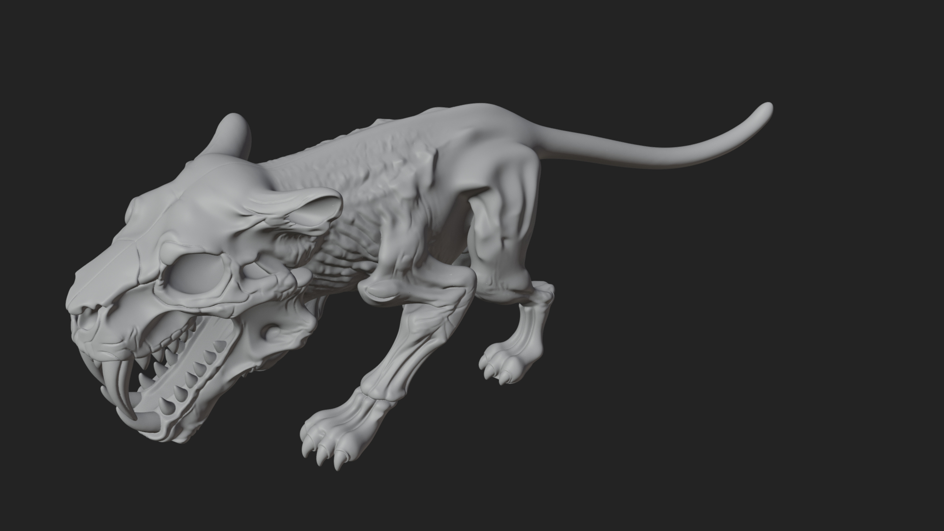 Beast Skull Skeleton Statue Design 5 3D Print Model 3D Model