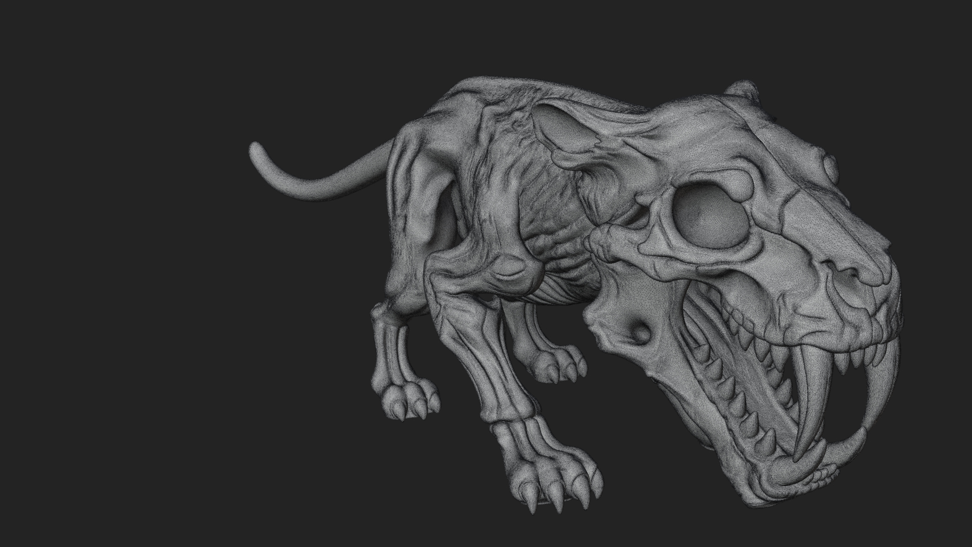 Beast Skull Skeleton Statue Design 5 3D Print Model 3D Model