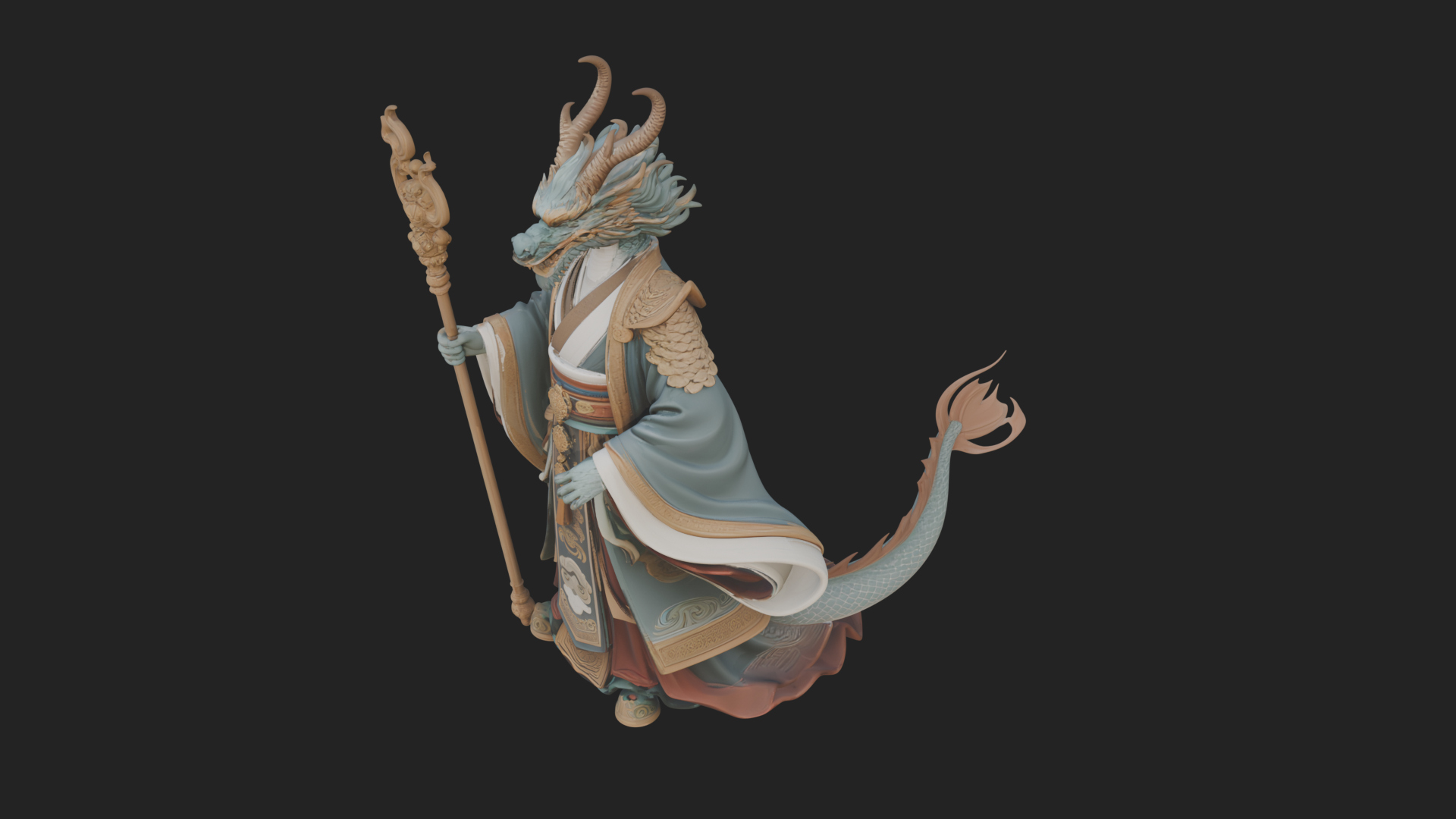 Beastman with Deer Head Statue Design 1 3D Print Model 3D Model