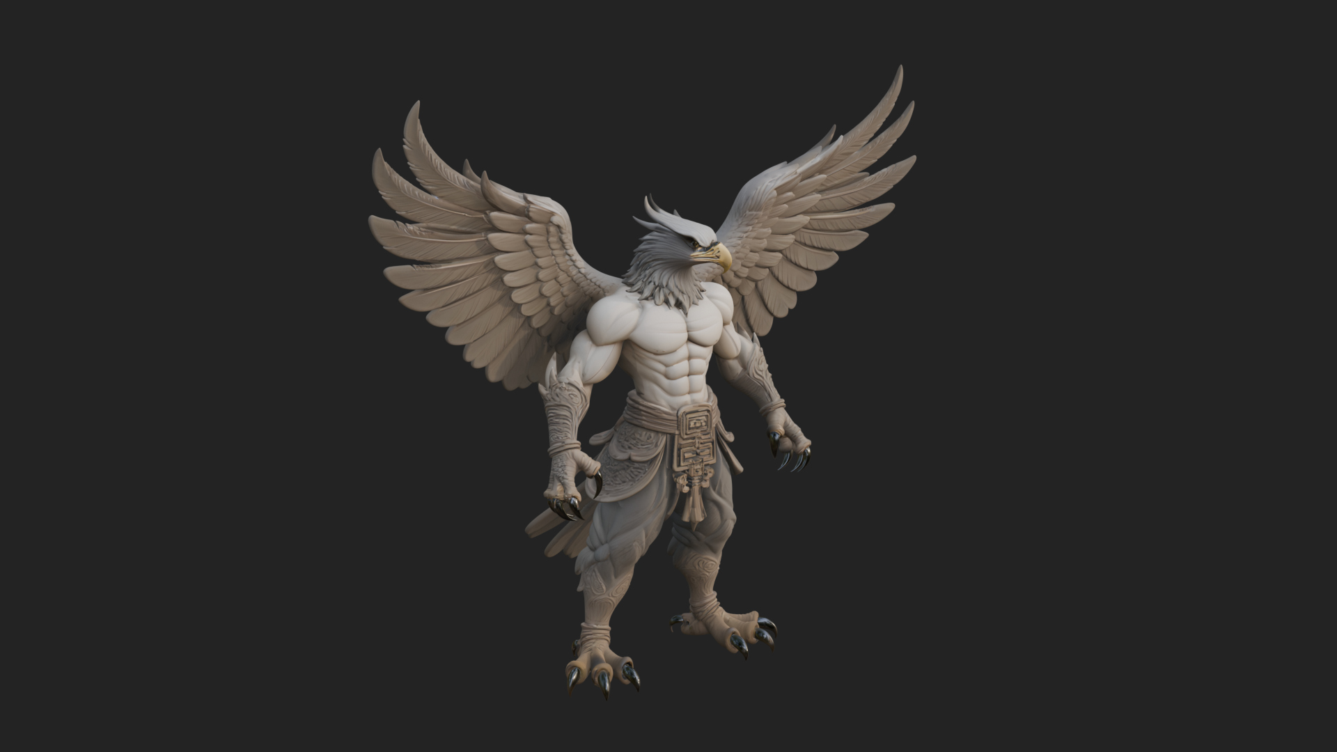 Beastman with Eagle Head Statue Design 1 3D Print Model 3D Model