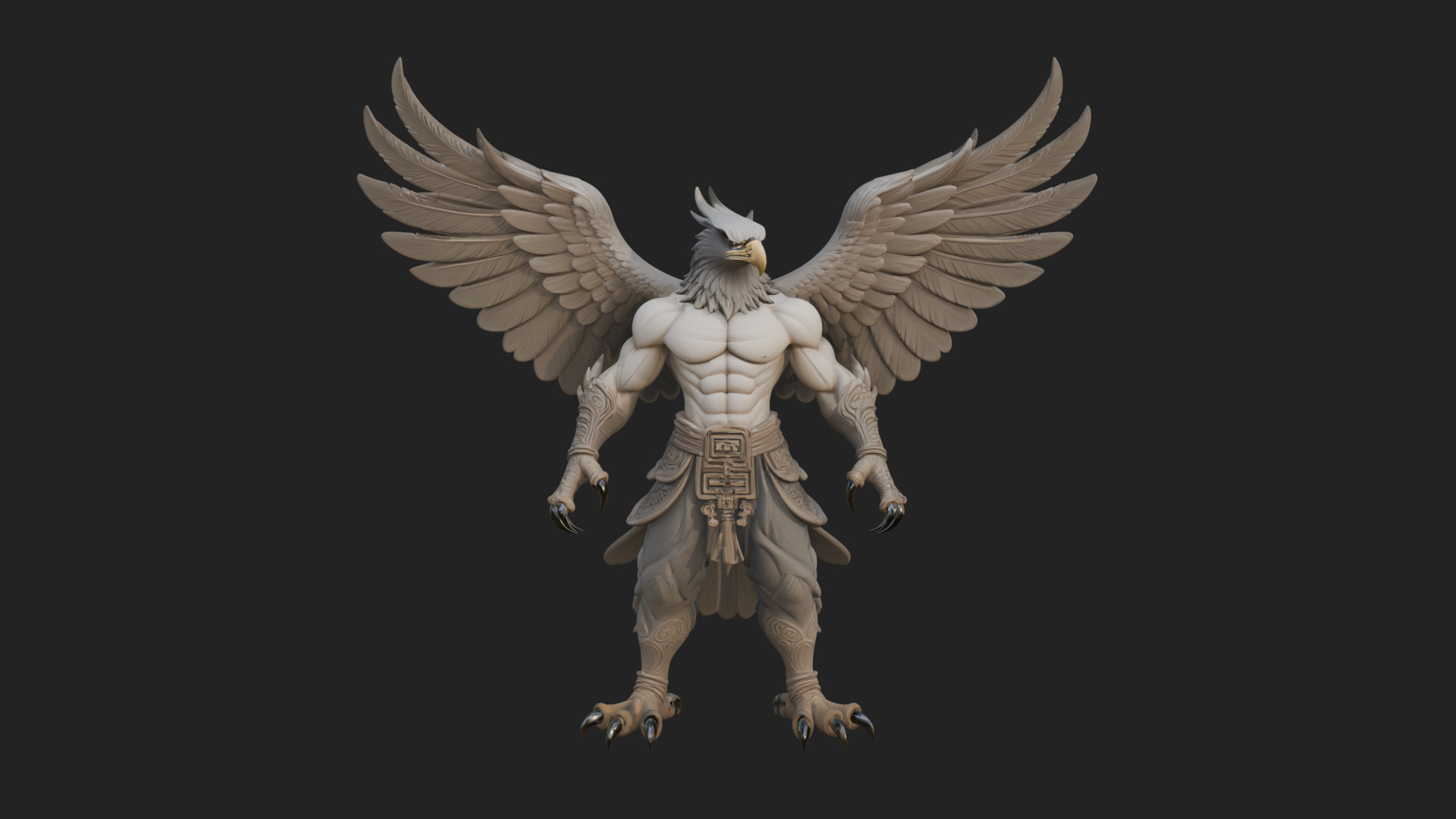 Beastman with Eagle Head Statue Design 1 3D Print Model 3D Model