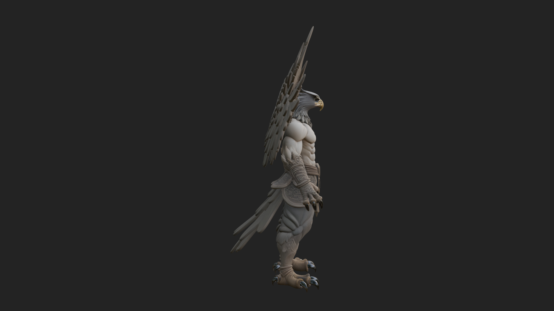 Beastman with Eagle Head Statue Design 1 3D Print Model 3D Model