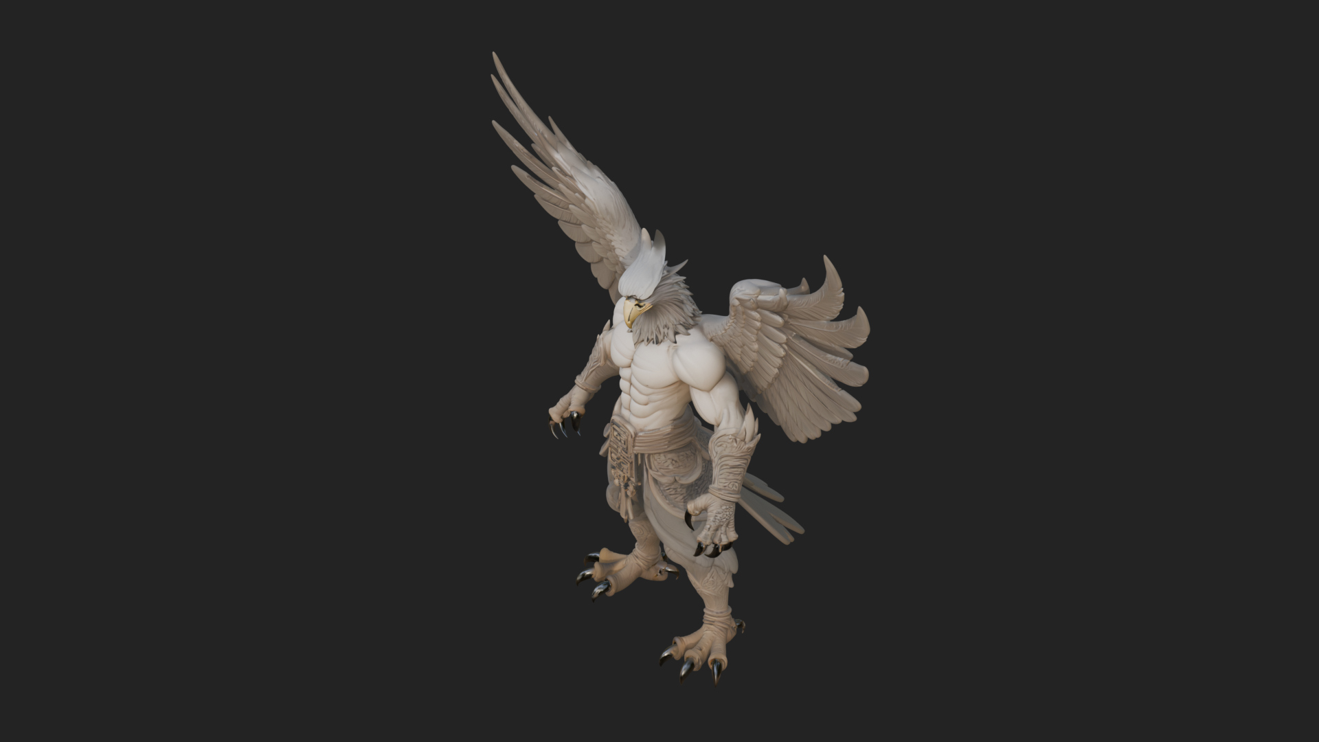 Beastman with Eagle Head Statue Design 1 3D Print Model 3D Model