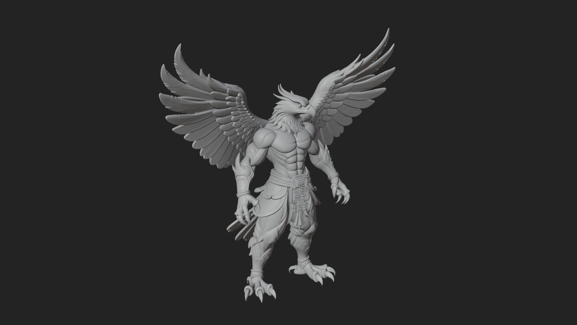 Beastman with Eagle Head Statue Design 1 3D Print Model 3D Model