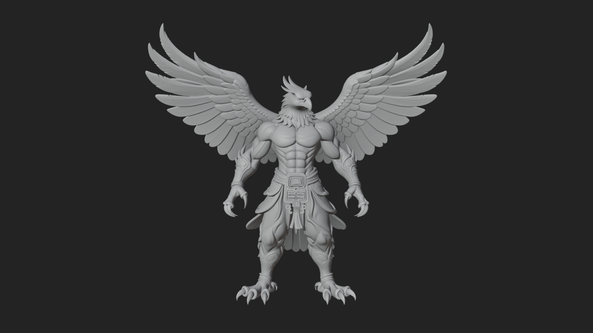 Beastman with Eagle Head Statue Design 1 3D Print Model 3D Model
