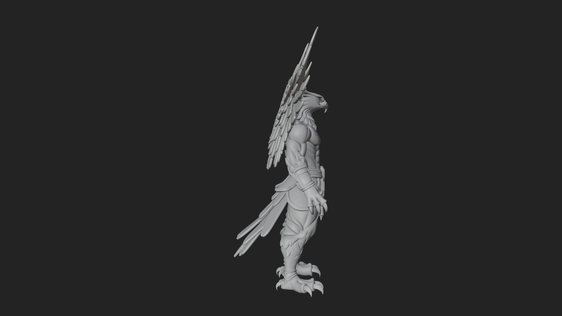 Beastman with Eagle Head Statue Design 1 3D Print Model 3D Model