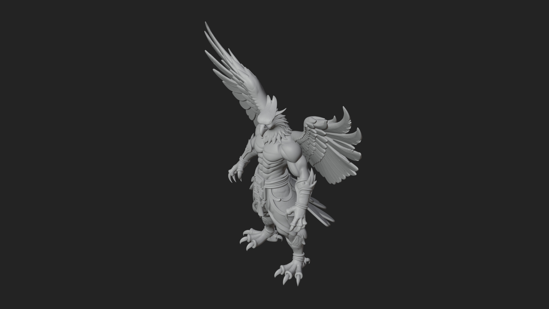 Beastman with Eagle Head Statue Design 1 3D Print Model 3D Model