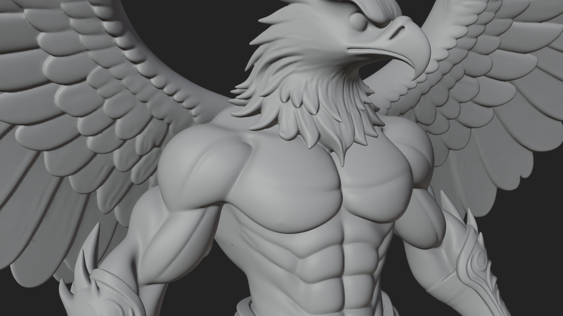 Beastman with Eagle Head Statue Design 1 3D Print Model 3D Model