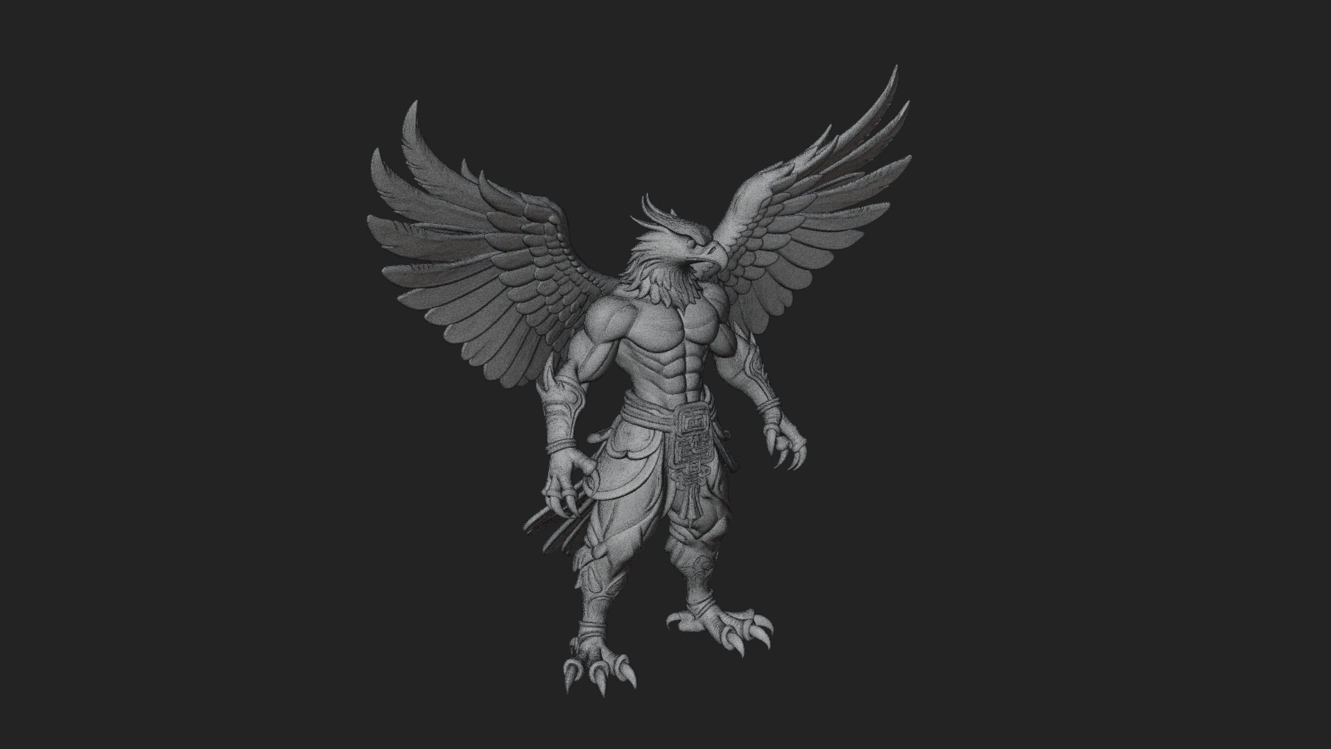 Beastman with Eagle Head Statue Design 1 3D Print Model 3D Model