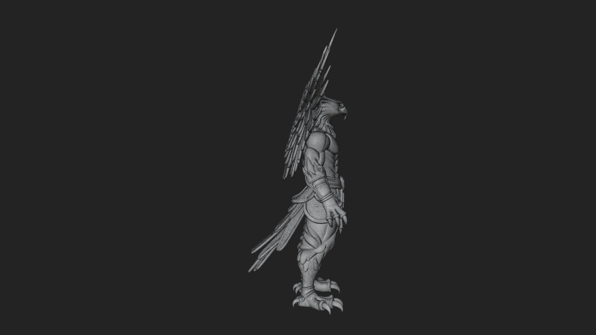 Beastman with Eagle Head Statue Design 1 3D Print Model 3D Model