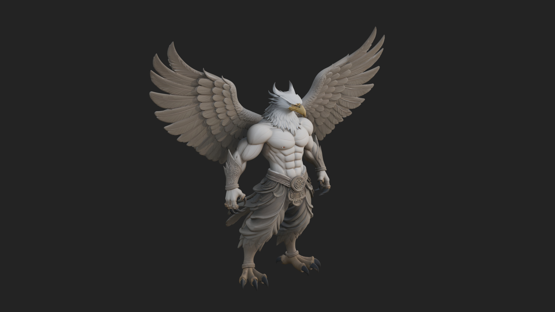 Beastman with Eagle Head Statue Design 2 3D Print Model 3D Model
