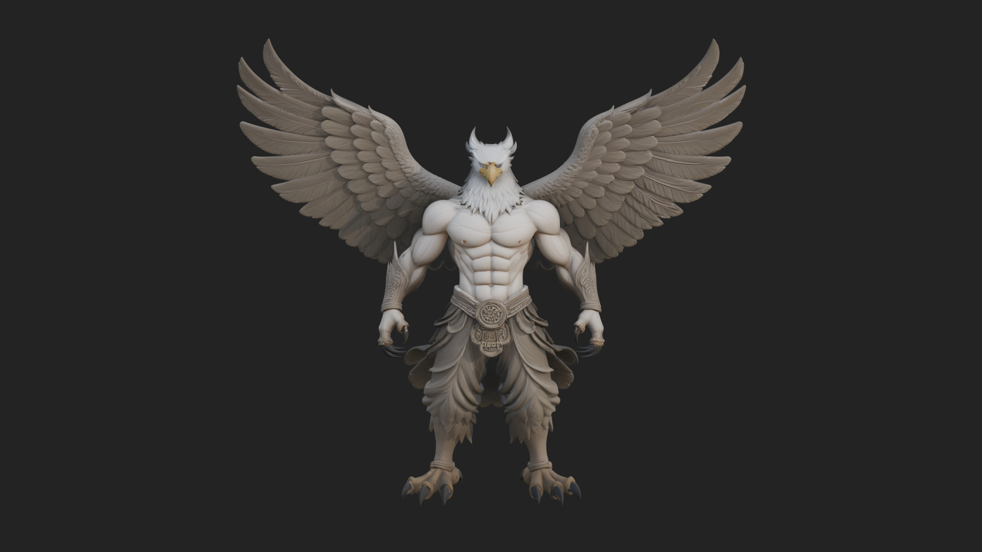 Beastman with Eagle Head Statue Design 2 3D Print Model 3D Model