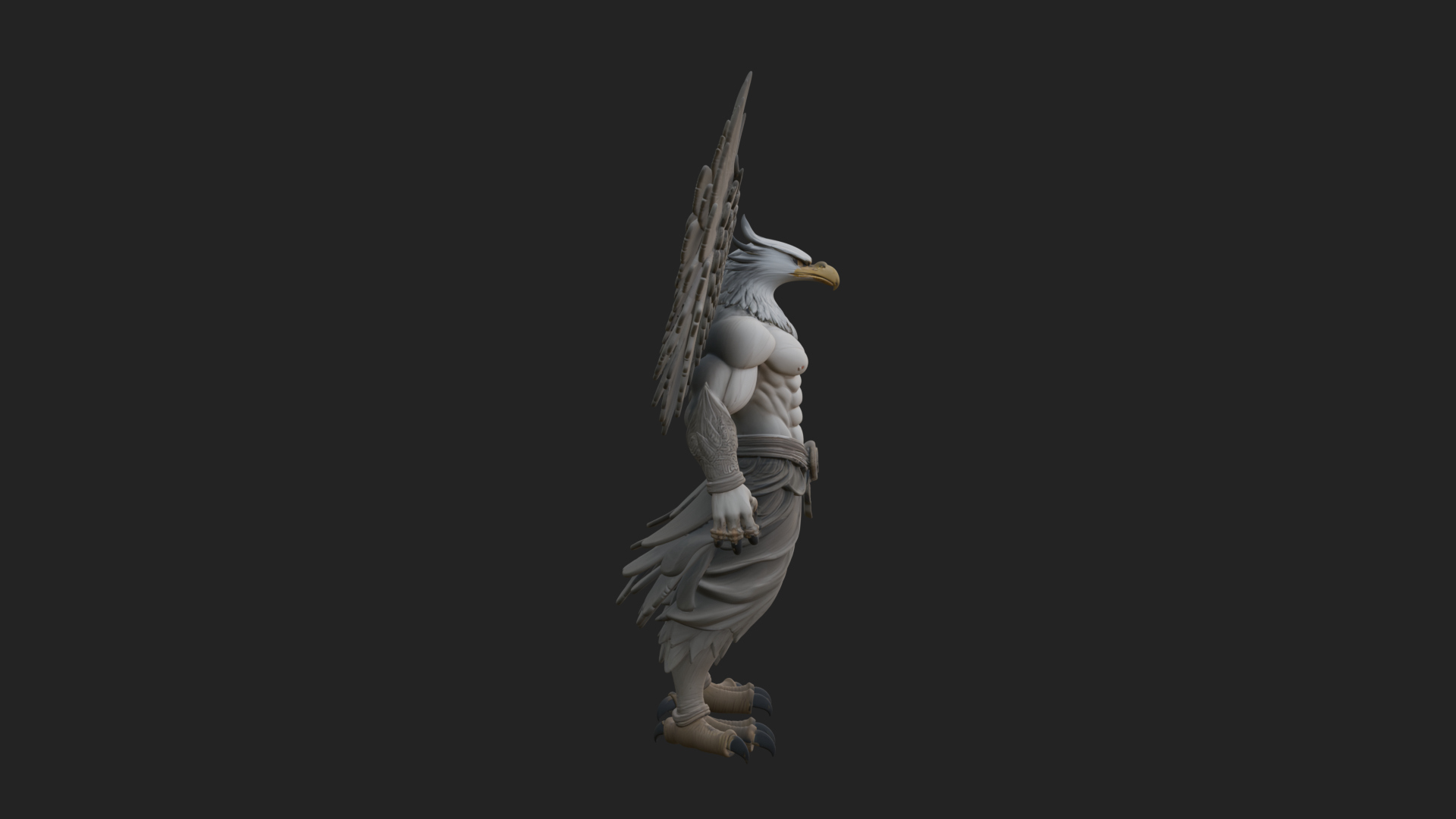 Beastman with Eagle Head Statue Design 2 3D Print Model 3D Model