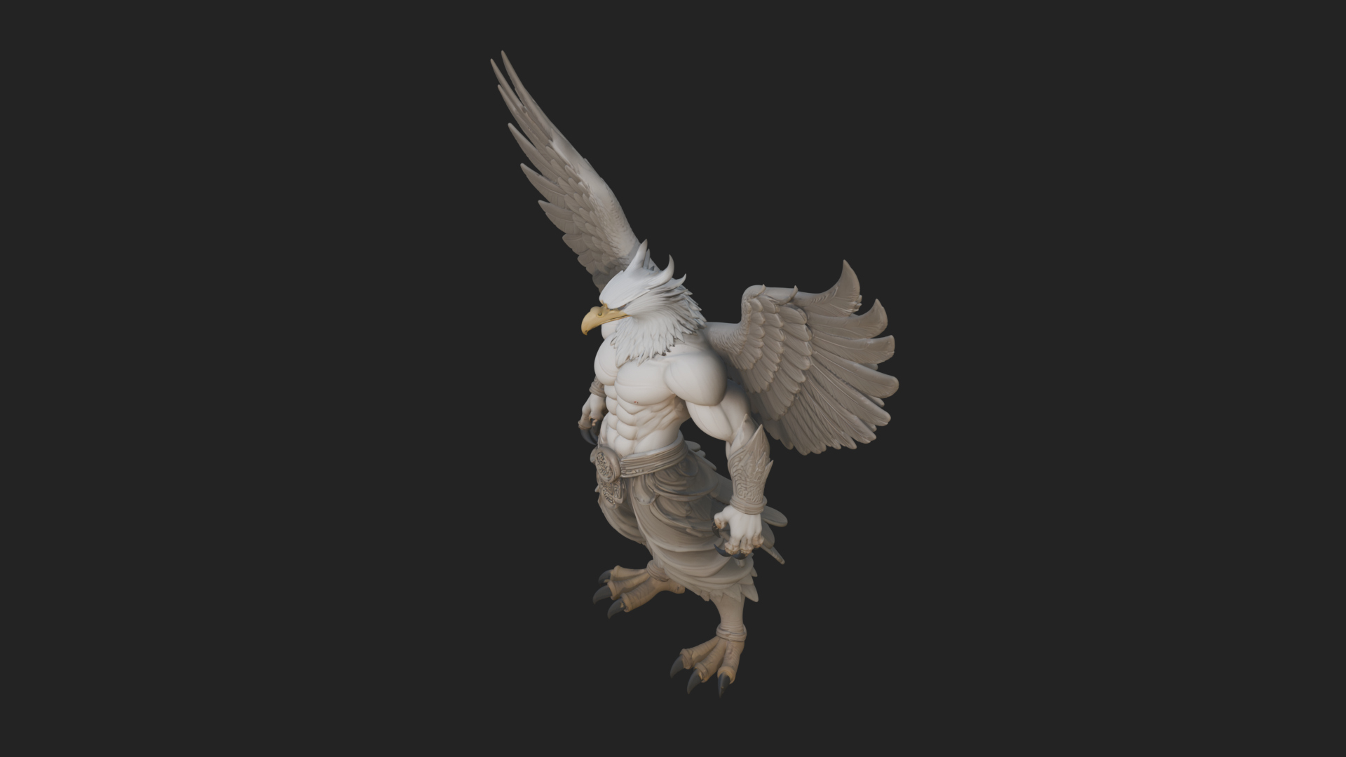 Beastman with Eagle Head Statue Design 2 3D Print Model 3D Model
