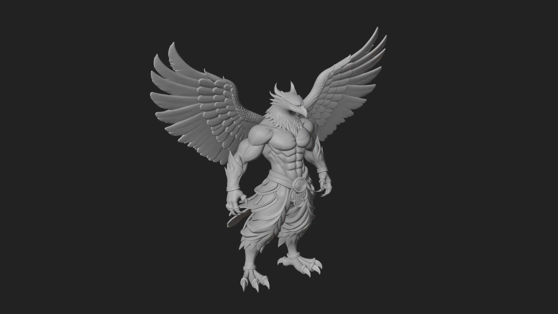 Beastman with Eagle Head Statue Design 2 3D Print Model 3D Model
