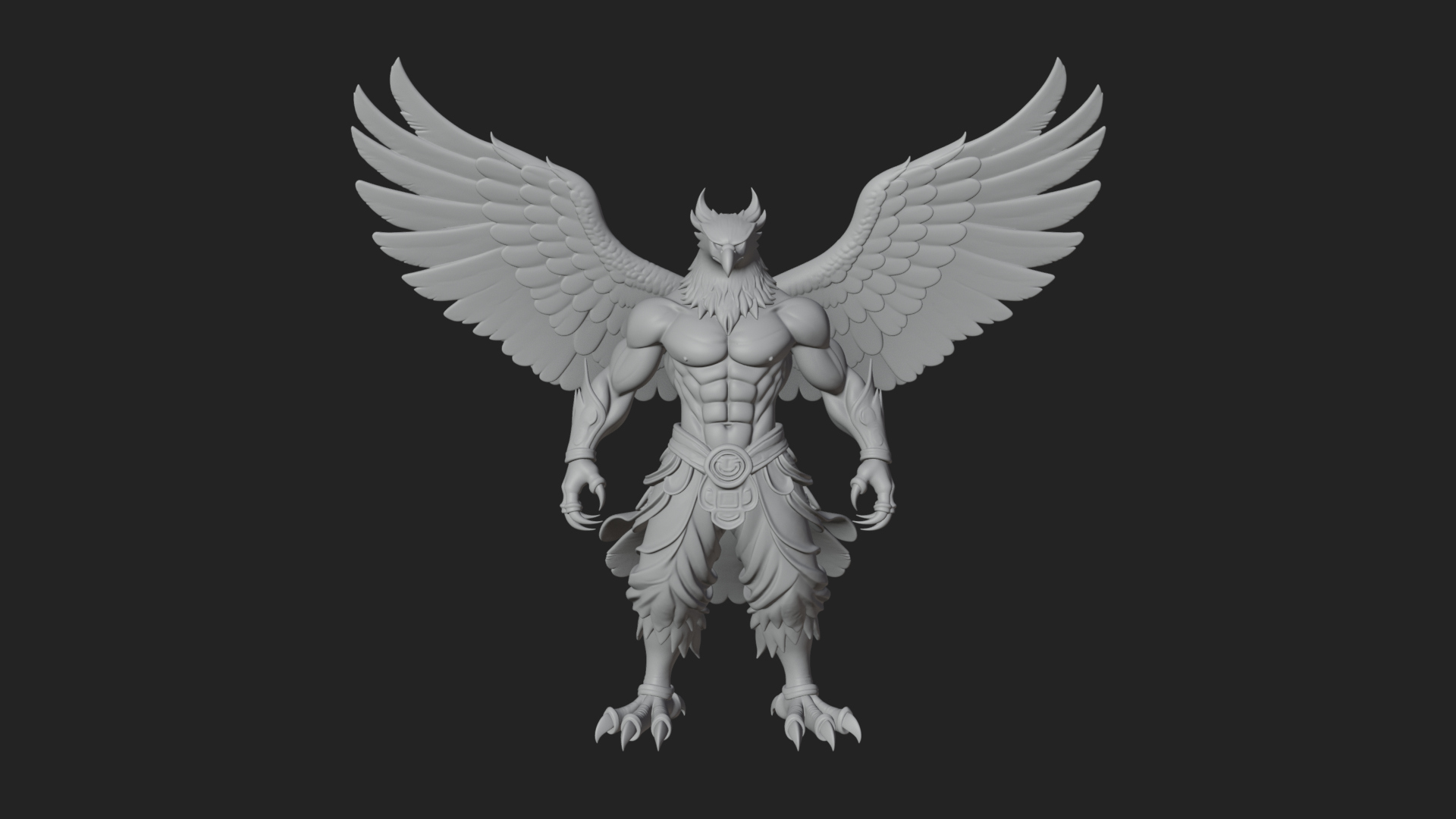 Beastman with Eagle Head Statue Design 2 3D Print Model 3D Model