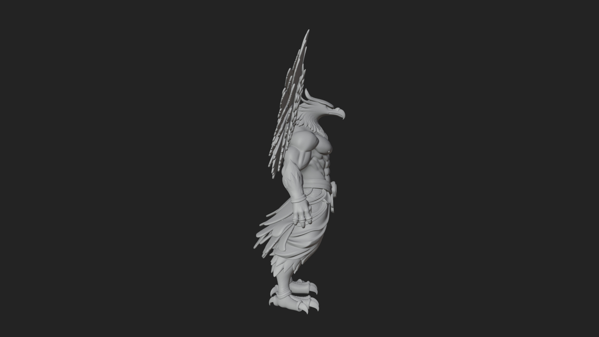 Beastman with Eagle Head Statue Design 2 3D Print Model 3D Model