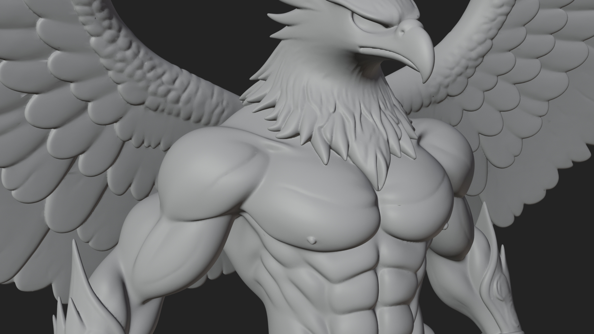 Beastman with Eagle Head Statue Design 2 3D Print Model 3D Model
