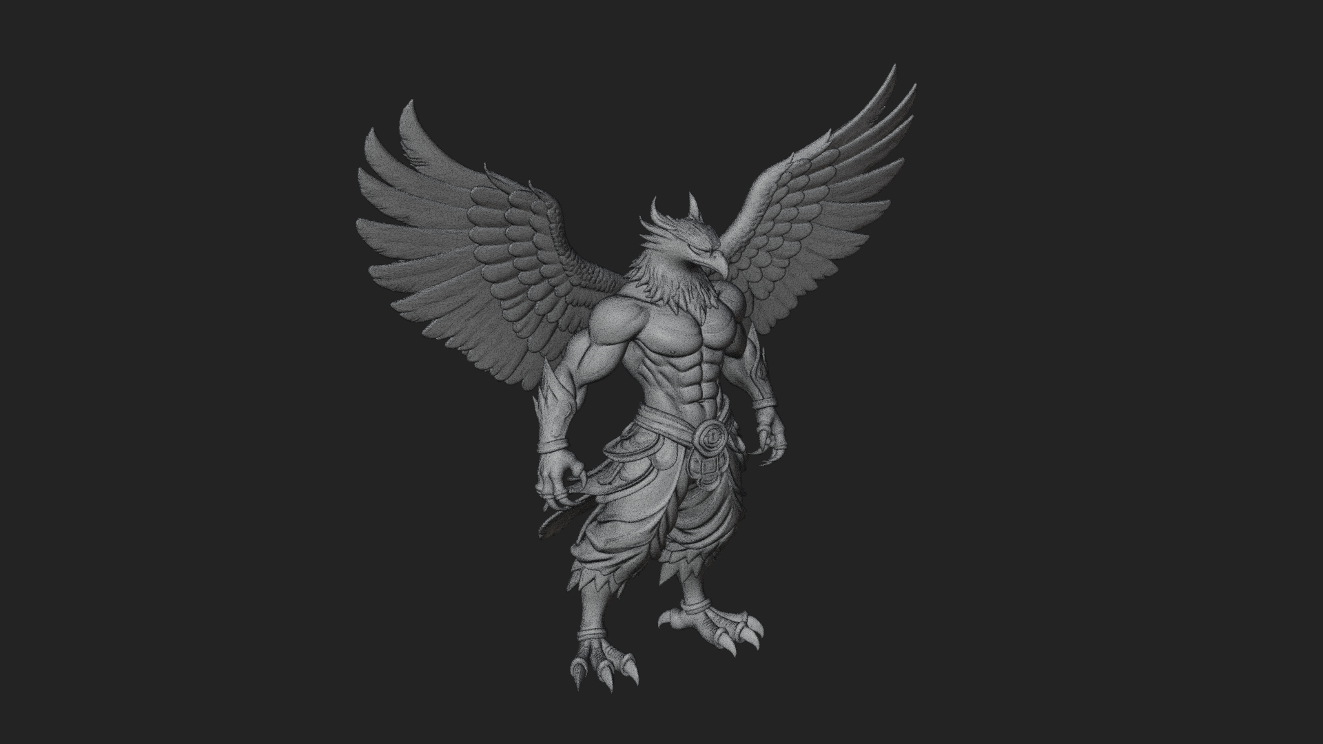 Beastman with Eagle Head Statue Design 2 3D Print Model 3D Model