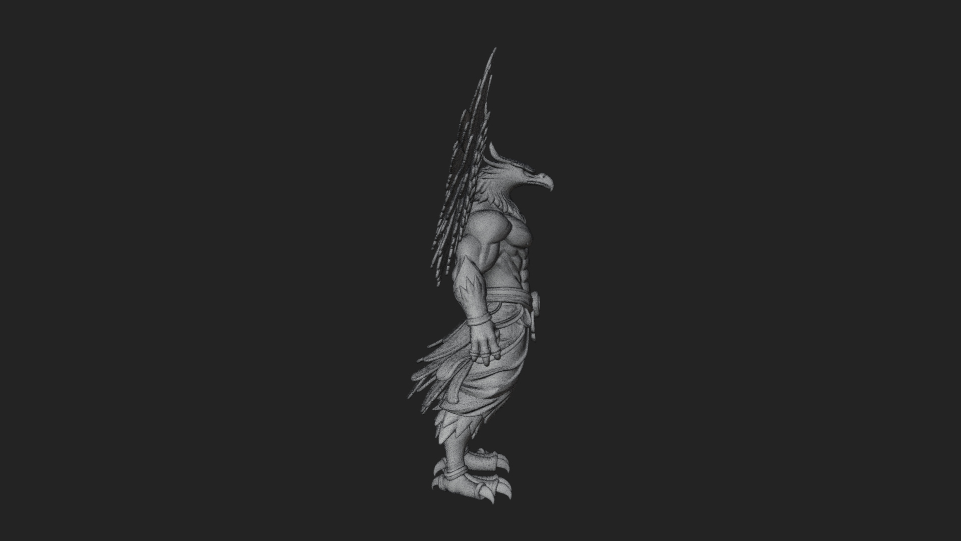 Beastman with Eagle Head Statue Design 2 3D Print Model 3D Model
