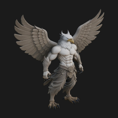 Beastman with Eagle Head Statue Design 2 3D Print Model