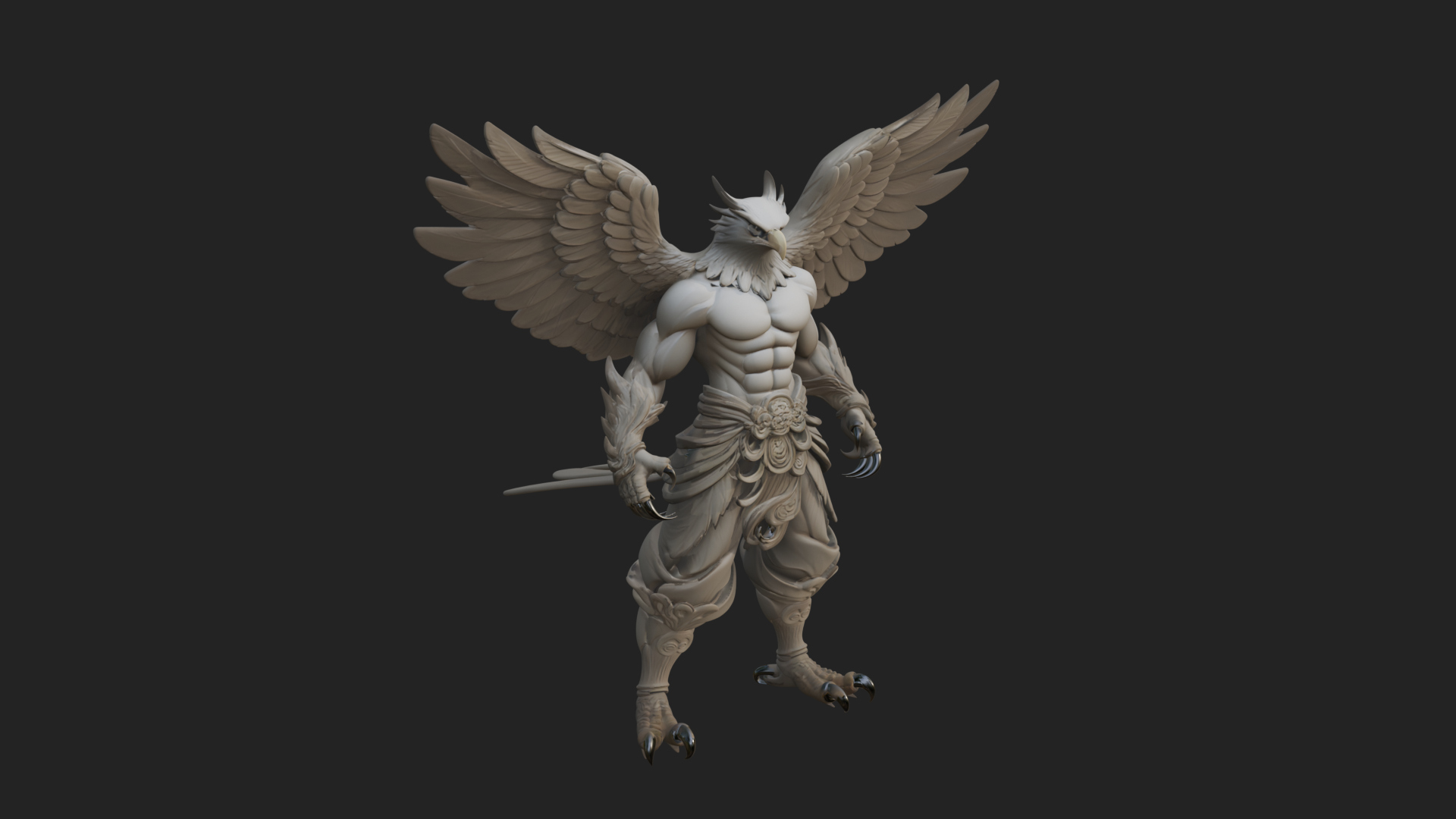 Beastman with Eagle Head Statue Design 3 3D Print Model 3D Model