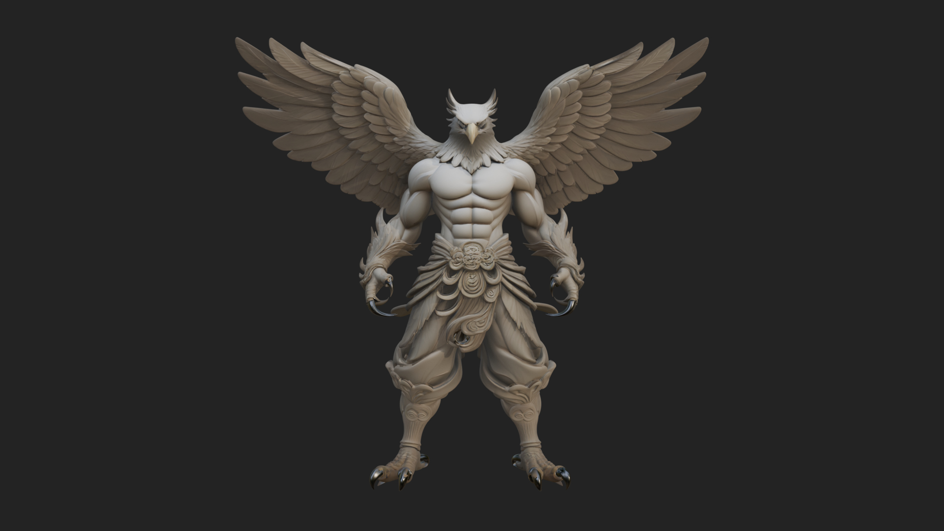 Beastman with Eagle Head Statue Design 3 3D Print Model 3D Model
