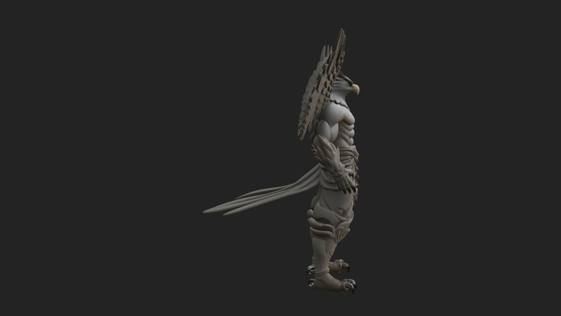 Beastman with Eagle Head Statue Design 3 3D Print Model 3D Model