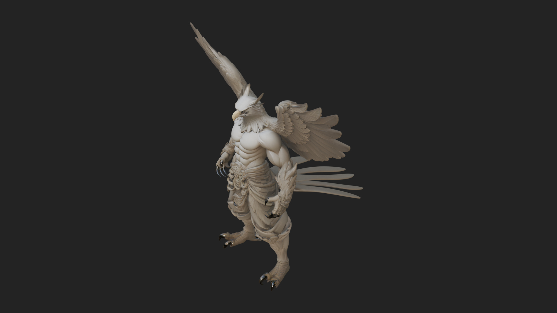 Beastman with Eagle Head Statue Design 3 3D Print Model 3D Model