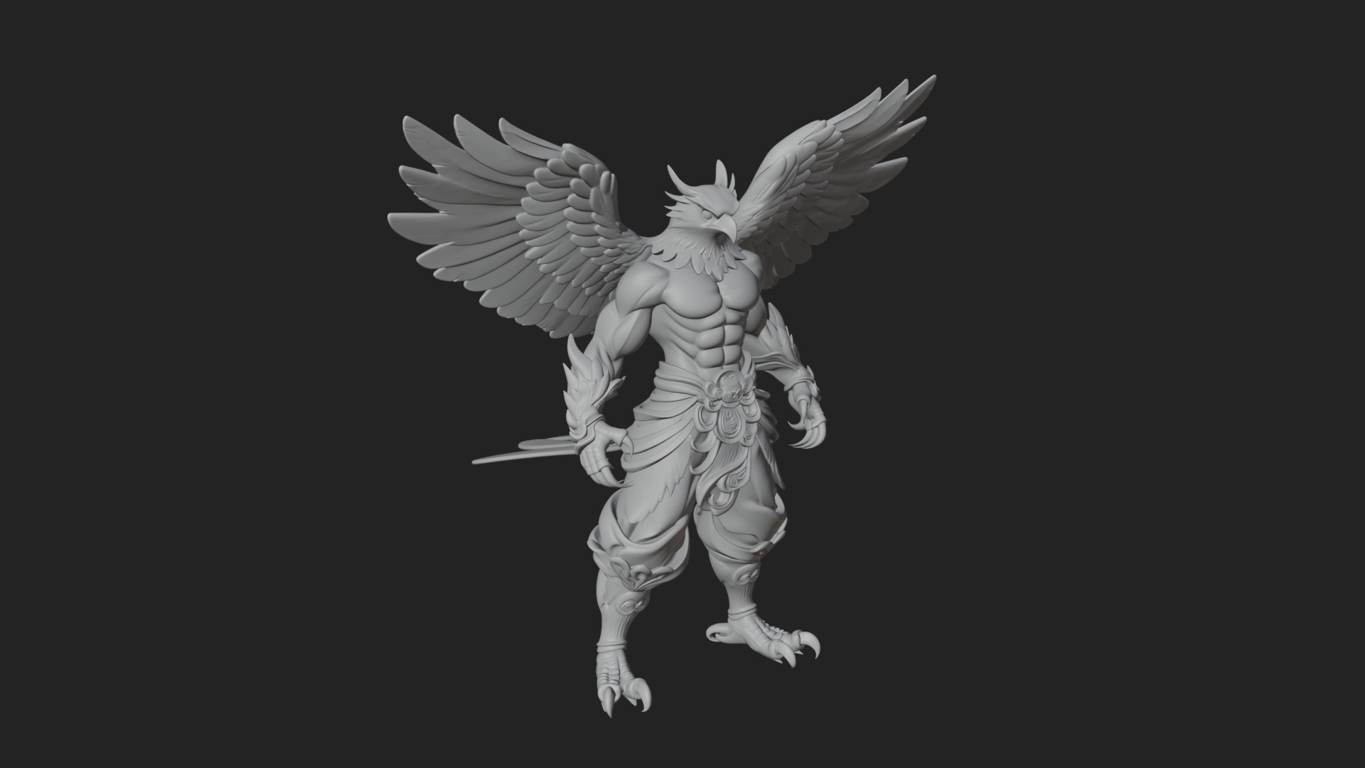 Beastman with Eagle Head Statue Design 3 3D Print Model 3D Model