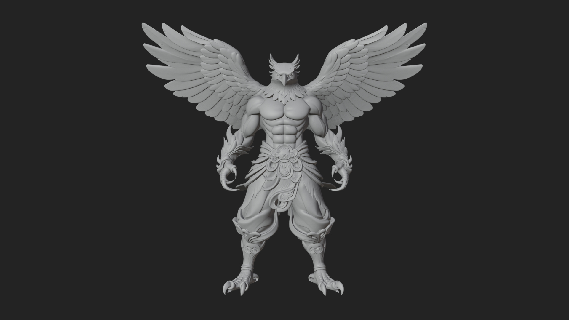 Beastman with Eagle Head Statue Design 3 3D Print Model 3D Model
