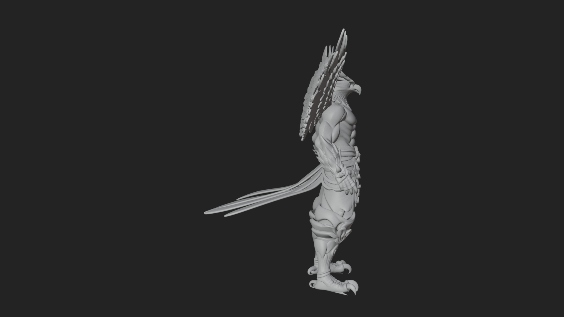 Beastman with Eagle Head Statue Design 3 3D Print Model 3D Model