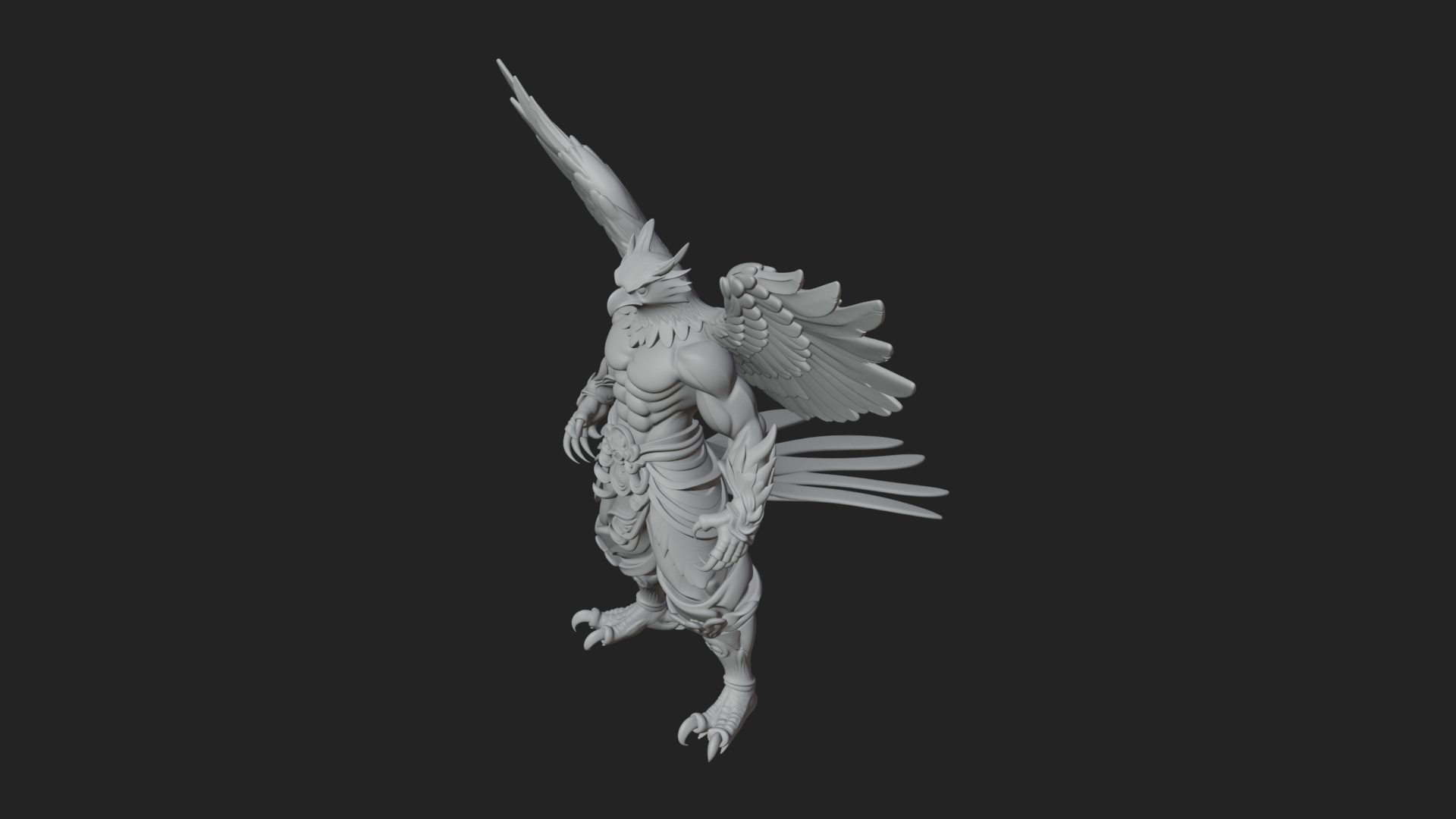 Beastman with Eagle Head Statue Design 3 3D Print Model 3D Model