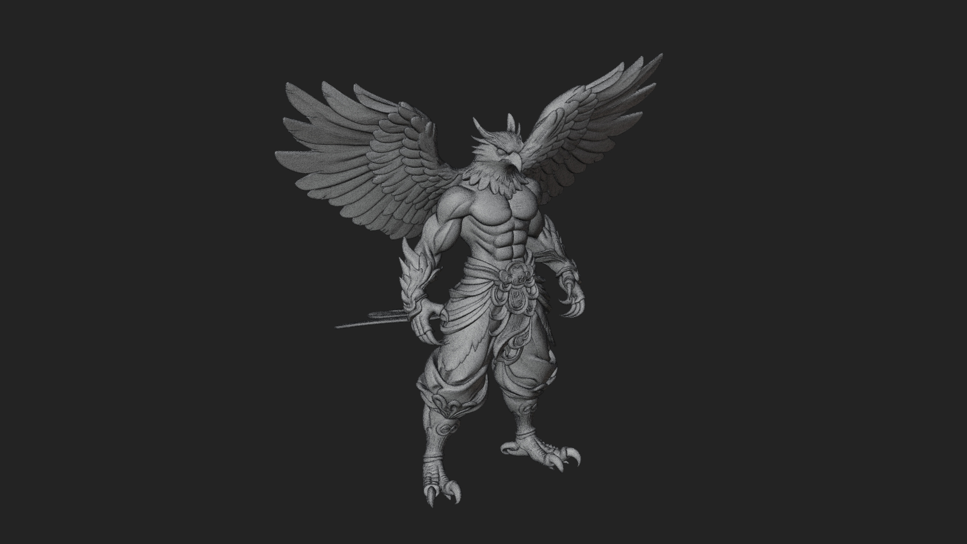 Beastman with Eagle Head Statue Design 3 3D Print Model 3D Model